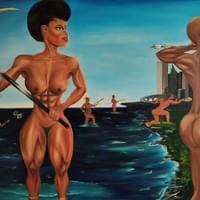 "Ancestral Mothers Take the Beach" 48x60 oil on canvas