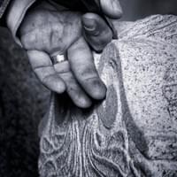 Hand carving in granite at stonecarving shop in Connecticut