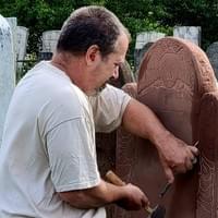 Handcarving replacement headstone in Litchfield, Connecticut cemetery