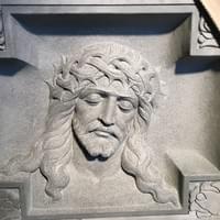 Barre granite headstone with carving of Jesus
