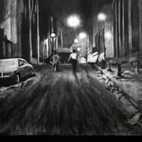 The Road, Charcoal on Mounted Paper, 121x152 cm