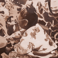 Bibik at the Market, Oil on Canvas, 100x100 cm