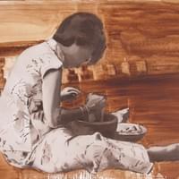 Nonya Pounding Chillis, Oil on Canvas, 122x91 cm