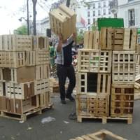 Récupération des cagettes qui partent à la benne.