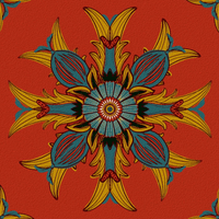 Daisy Medallion on Red