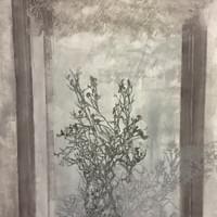 Varjo I, 122x75, puupiirros ja monotypia 2017