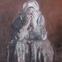 Itkijälle / Hommage to the crying woman, 122x80, puupiirros ja monotypia /woodcut and monotype