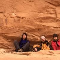 Jess, Kenny, and Bonnie hiking near Moab
