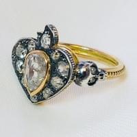 Diamond flaming heart ring