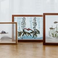 Sea creatures in frames.