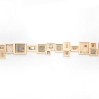 Remnant Series, This series of 30 boxed works becomes the resting place for remains from my studio. Mixed media objects in aspen boxes, dimensions vary. 