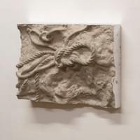 Untitled, concrete and silver leaf