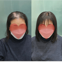 女士齊瀏海短髮假髮配戴前後
