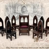 1:12 Scale Gothic Revival chairs (V2) with Renaissance restraint and subtle Art Deco simplification.