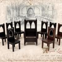 1:12 Scale Gothic Revival chairs with Renaissance restraint and subtle Art Deco simplification.