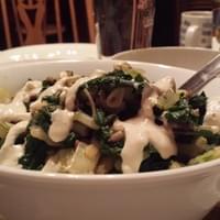 Greens with a creamy yogurt sauce. 