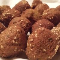 Falafel coated with sesame seeds. 
