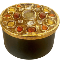 Round ceramic-lid jewel box, model " Perou"" by Mithé Espelt circa 1950 