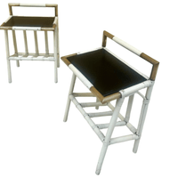 Pair of end tables, Rattan and brass. Sermadiras, Maison et Jardin 1960's