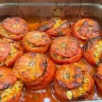 Gemista , stuffed tomatoes w rice and organic herbs