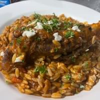 Lamb shank with orzo