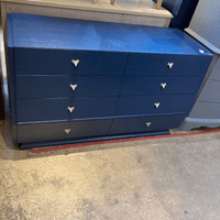 futuristic! blue painted mid century dresser $725 54" x 19" x 32"