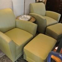 Green chairs $195 each Green ottomans $65 each
