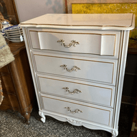 white with gold accents chest of drawers $395 32" x 18" x  41"