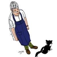 vintage shop owner and cat