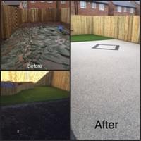 Resin Bound Aggregate with Diamond Pattern Block & Artificial Grass   