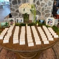 Place card and memory table display for a wedding