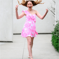 Bat mitzvah girl in pink dress