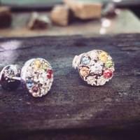 Boucles d'oreilles saphirs de couleurs et diamants