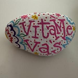 Vitame Vas "We Welcome You" handpainted rock