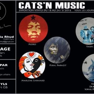 Expo sur disques pour la sortie du livre Street Cats