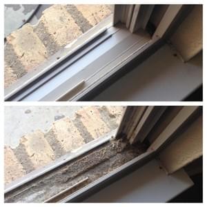 Before and After of window track cleaning in Midlothian TX