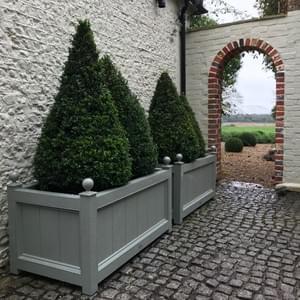 Planting troughs with finials, lined and insulated for conventional planting