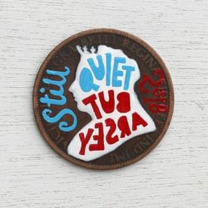 #pennydrops. Hand-painted pre-decimal pennies bearing a fake expansion of the QbA acronym.