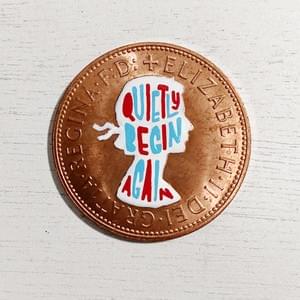 #pennydrops. Hand-painted pre-decimal pennies bearing a fake expansion of the QbA acronym.