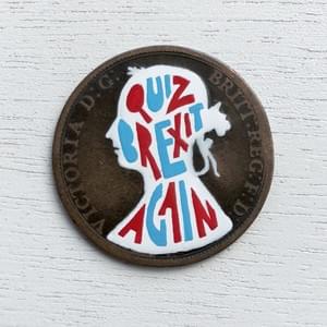 #pennydrops. Hand-painted pre-decimal pennies bearing a fake expansion of the QbA acronym.