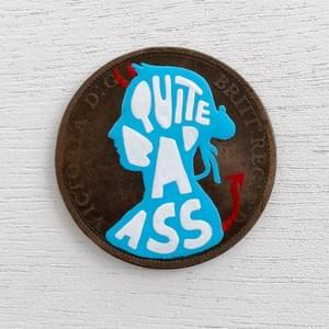 #pennydrops. Hand-painted pre-decimal pennies bearing a fake expansion of the QbA acronym.