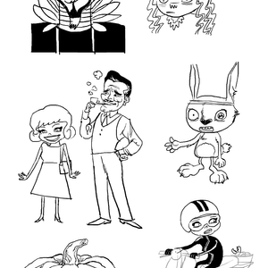 Character sketches for unused comic strip