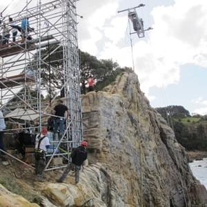 Drop camera system to follow the cliff diver down