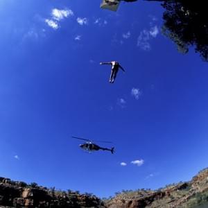 Helicopter grabs some shots for Red Bull Cliff Search