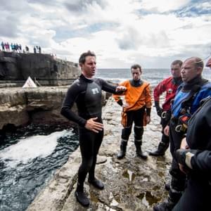 Joey Zuber Instructing the scuba rescue team in Ireland