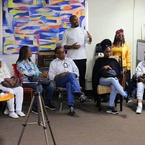 Audience members participate in the Q&A section of the workshop.