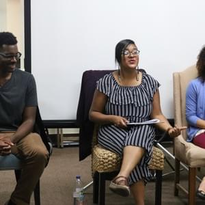 Panelists answering questions given by the moderator.