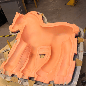 One halve of the mold with the master removed. 