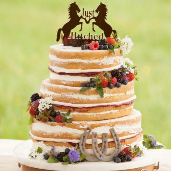 Rustic Naked Wedding Cake with Fresh Berries