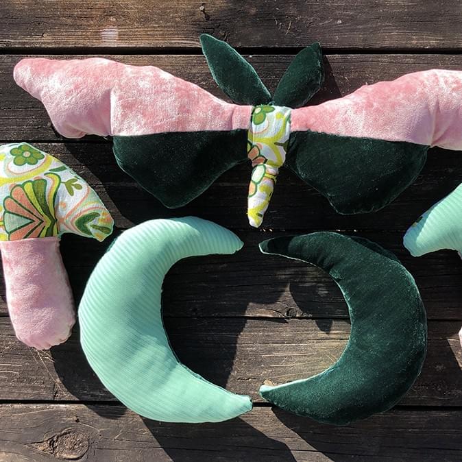custom moon moth mushroom pillow